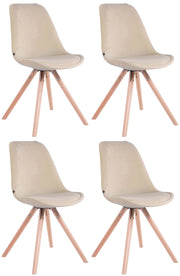 Set di 4 sedie Toulouse in velluto rotondo crema,natura