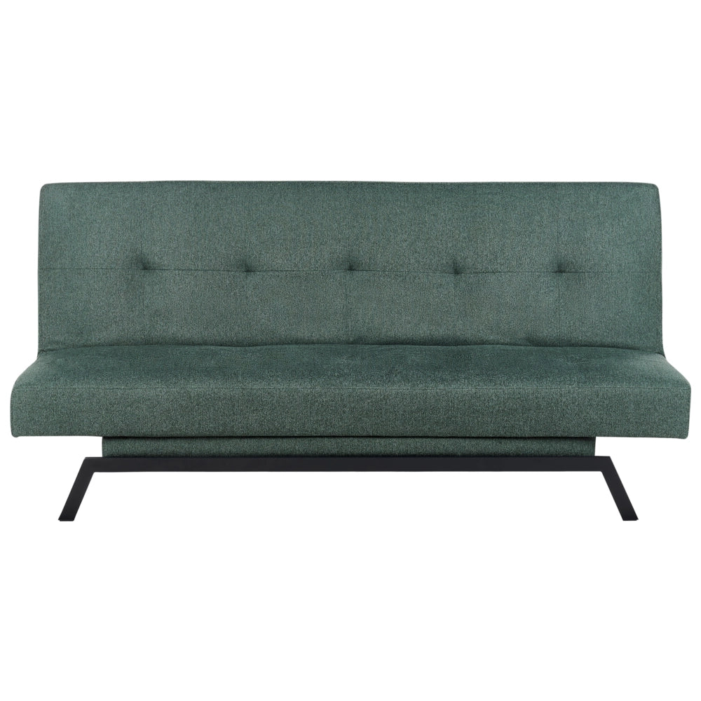 Divano Letto Rivestimento Tessuto Verde Patchwork Multicolore 3 Posti Meccanismo Click Clack