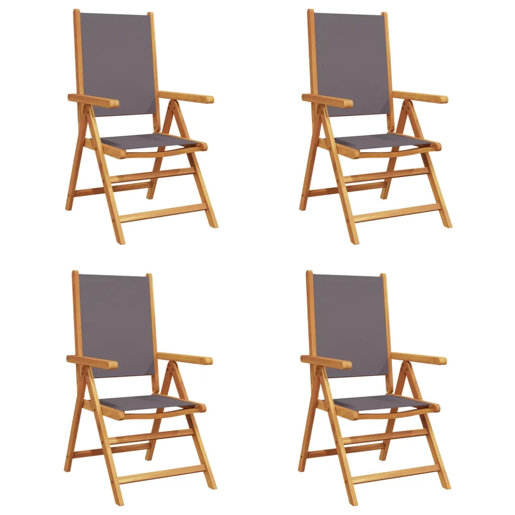 Sedie Giardino Reclinabili 4 pz | Sedie da Esterno Antracite Tessuto Legno Massello