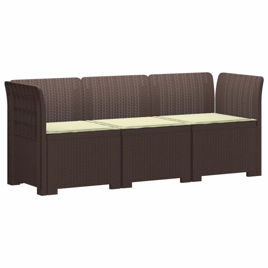 Divano da esterno-Divano da Giardino 3 posti con cuscini in look rattan PP 152615