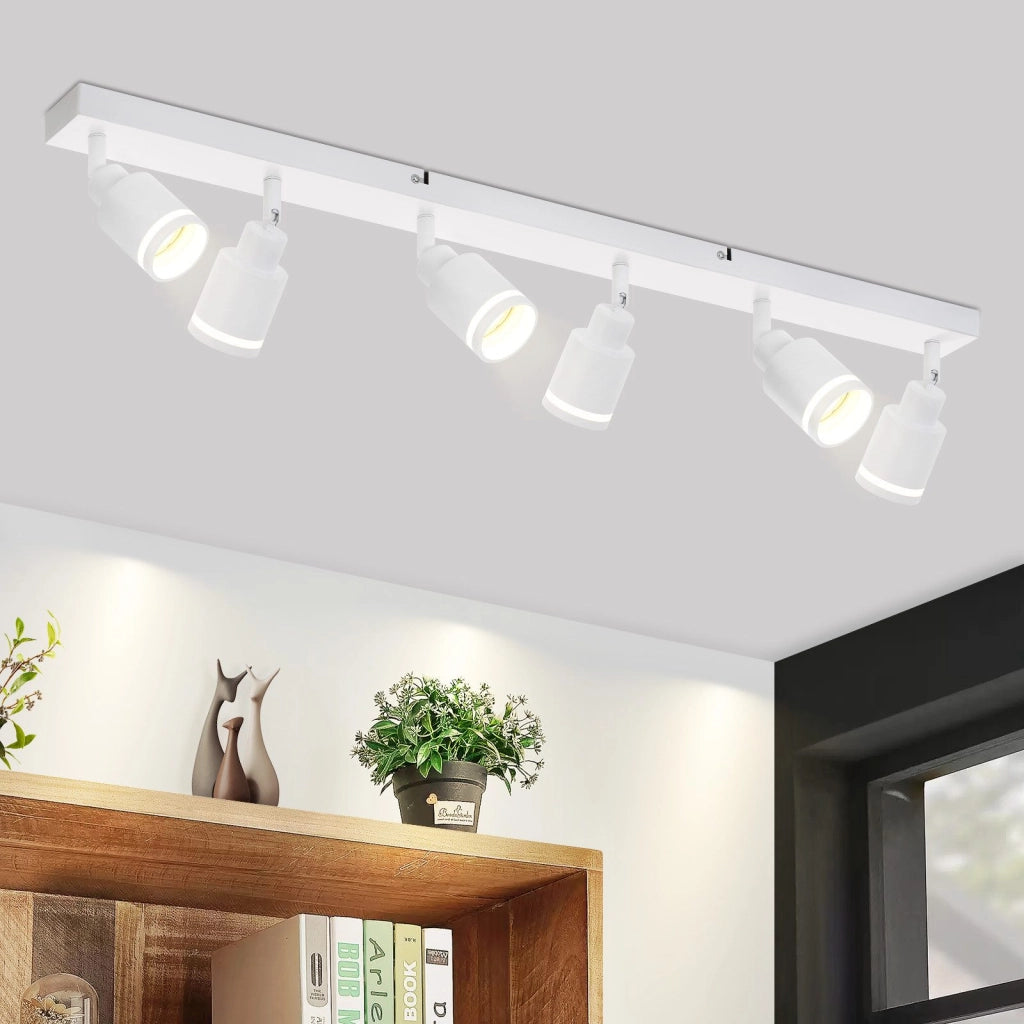 ZMH Faretto da soffitto bianchi 6 luci GU10 metallo orientabili moderni per camera letto sala pranzo senza lampadina