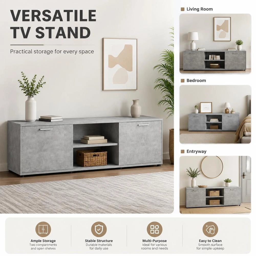 TV Cabinet Concrete Grey 120x34x37 Cm Wood-based Material
