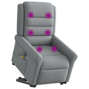 Poltrona | Sedia Relax Alzapersona Massaggi Reclinabile Grigio Chiaro Tessuto