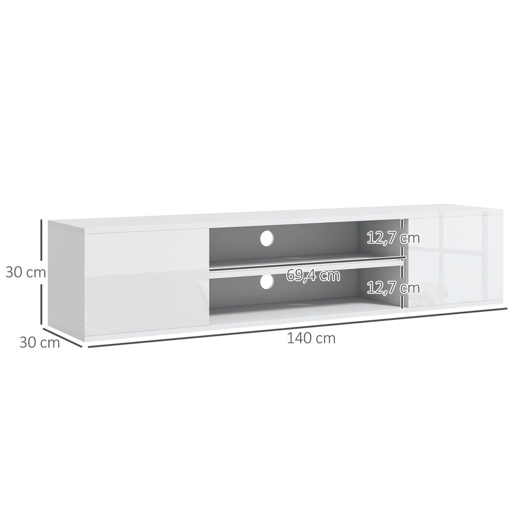 Mobile TV Muro Sospeso Contemporaneo ¨C Zephmum ¨C Bianco 140x30x30