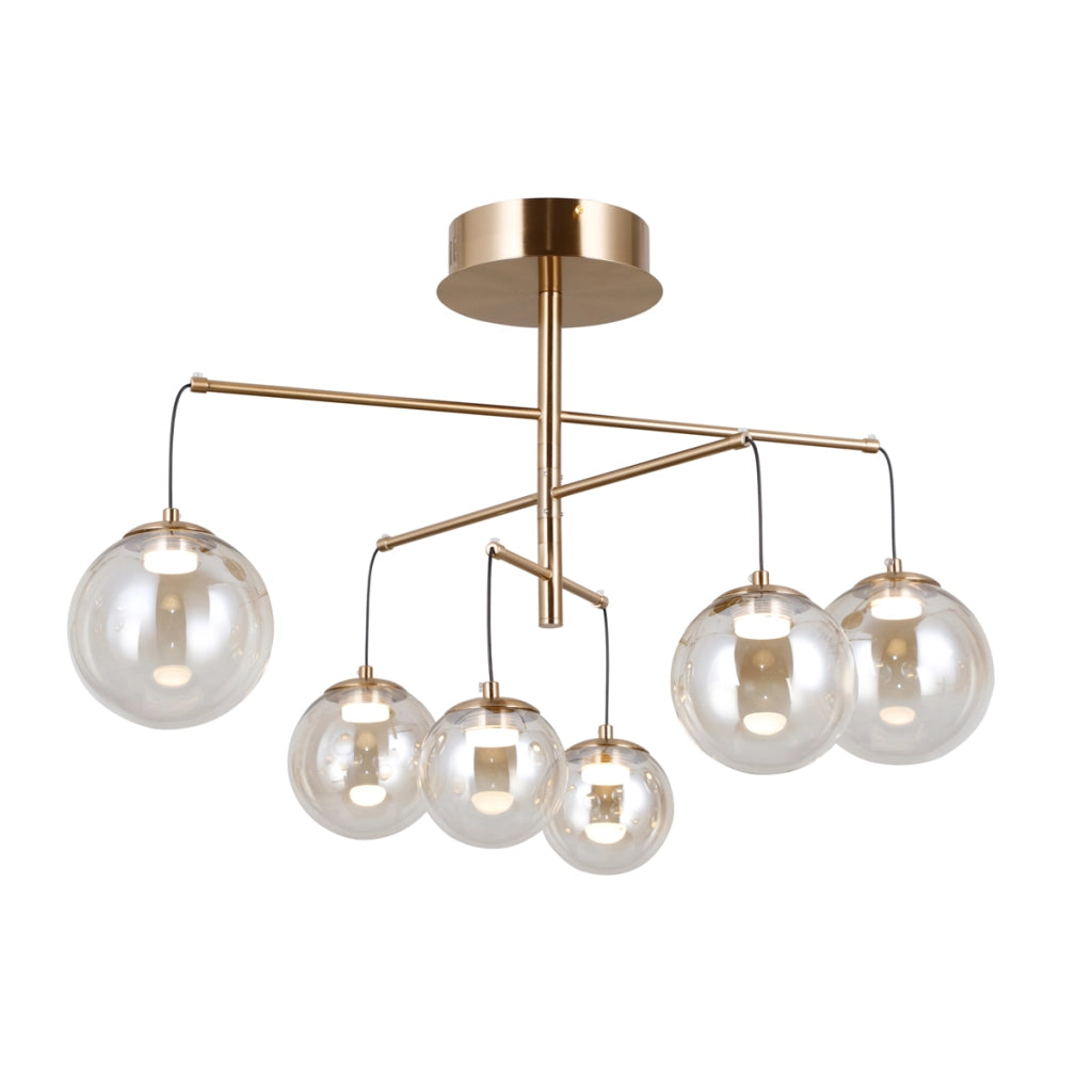 Lampadario Velada Italux oro vetro ambra LED 30W 3000K
