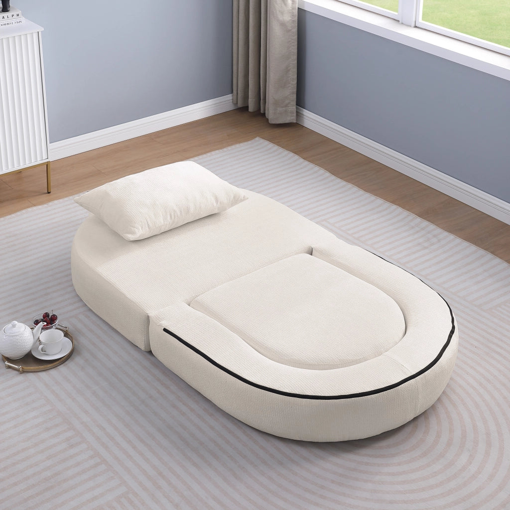 Divano modulare componibile con seduta ampia e tessuto chenille beige per soggiorno e camera 105 × 28 × 28 cm