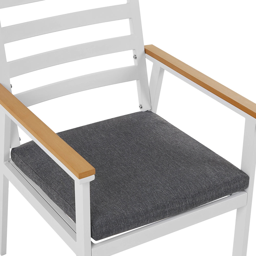 Set di 4 sedie da giardino in alluminio bianco grigio scuro cuscini per sedili con finitura verniciata a polvere per esterni