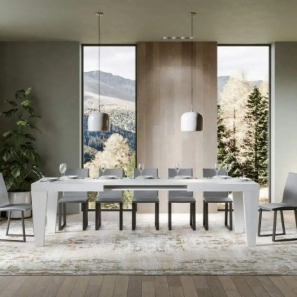 Tavolo allungabile 200/304x90 cm Spimbo colore bianco frassino