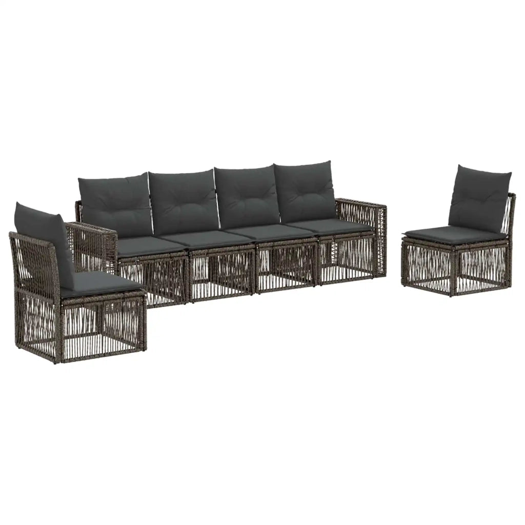 Set Divano da Giardino 6 pcs Grigio e Grigio Scuro polyrattan 3435086