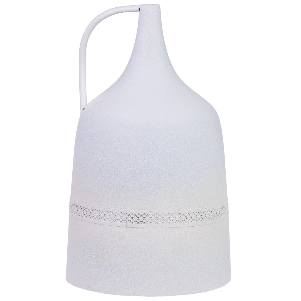 Vaso metallo bianco 1 manico 20x20x33h cm