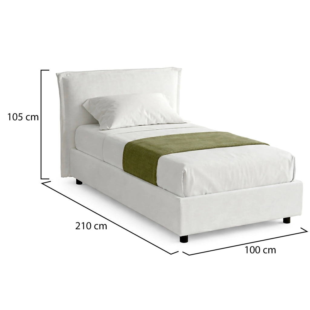 Brozolo, Letto Singolo Materasso Incluso Made in Italy, Bianco