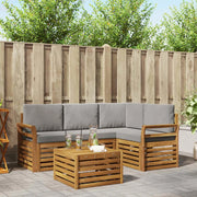 Set di divani da esterno 5 pcs Grigio Naturale e Chiaro