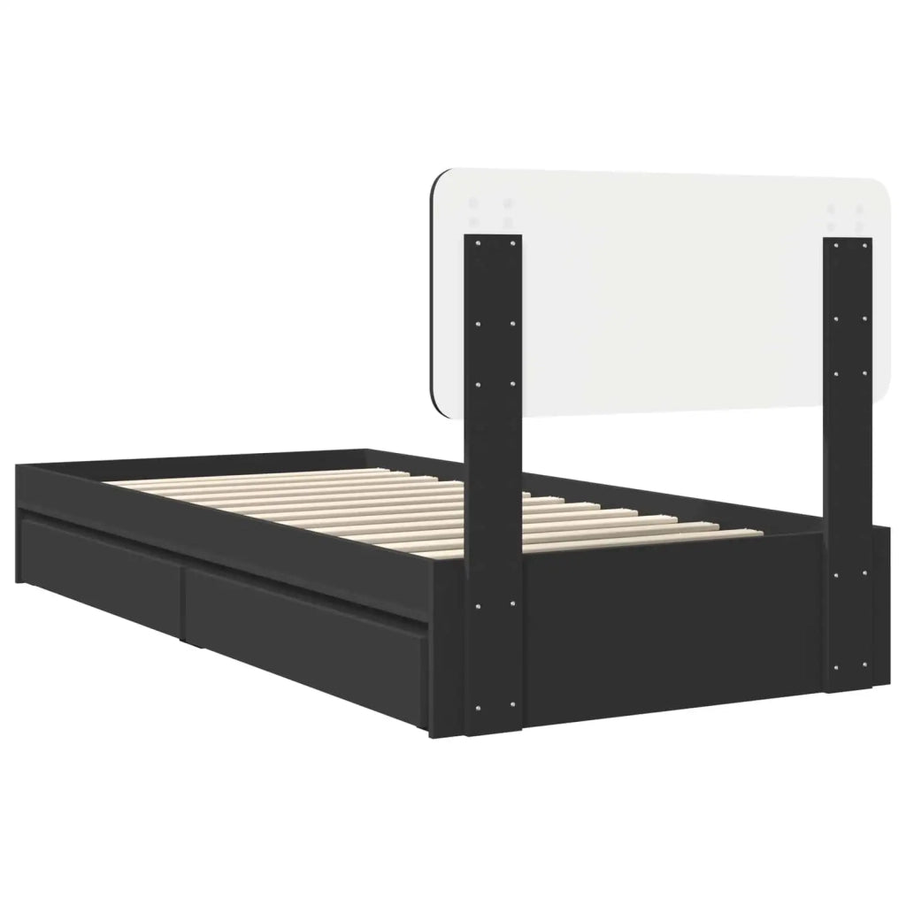 Letto con Contenitore Nero 75 x 190 cm Legno multistrato