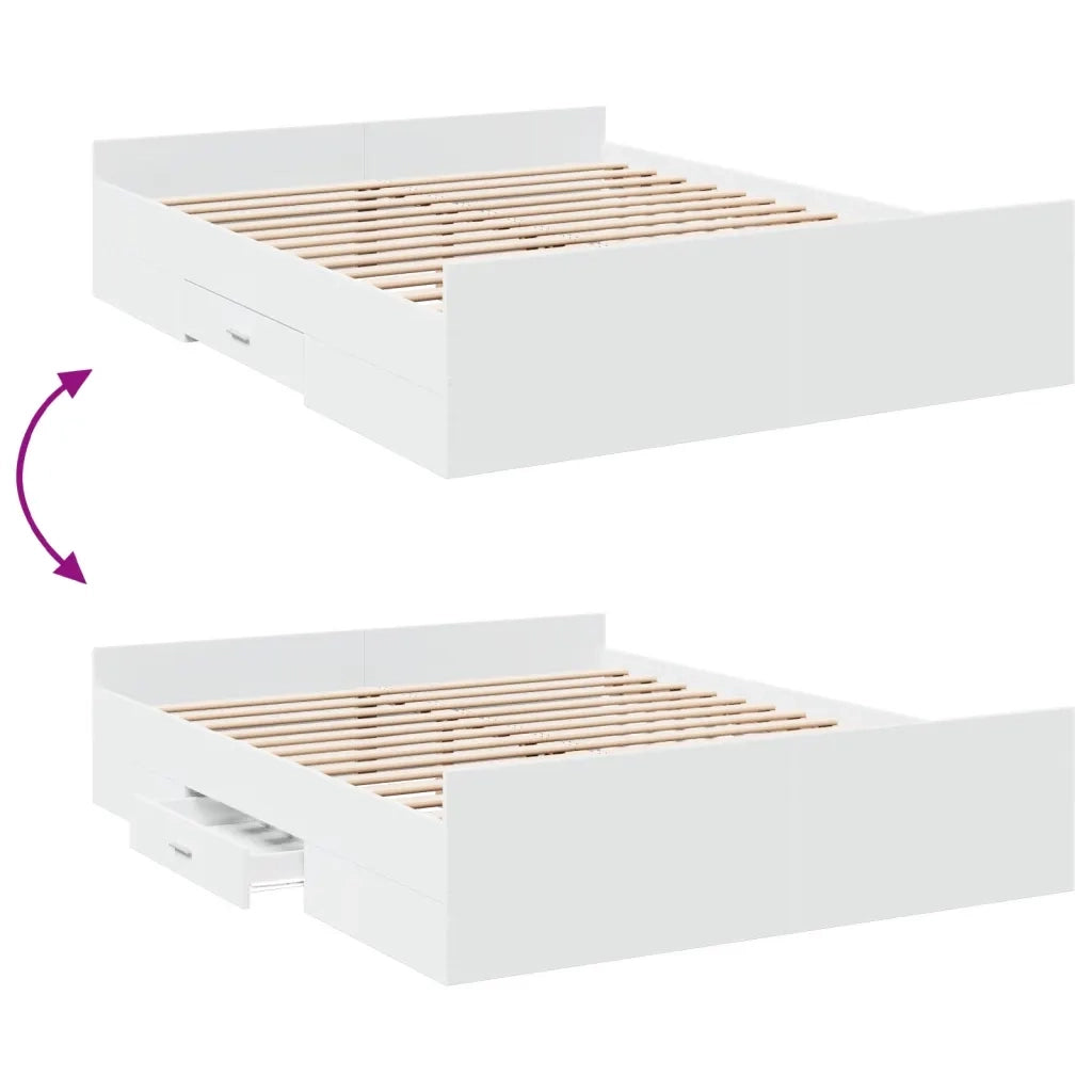 vidaXL Giroletto con Cassetti Bianco 140x200 cm in Legno Multistrato