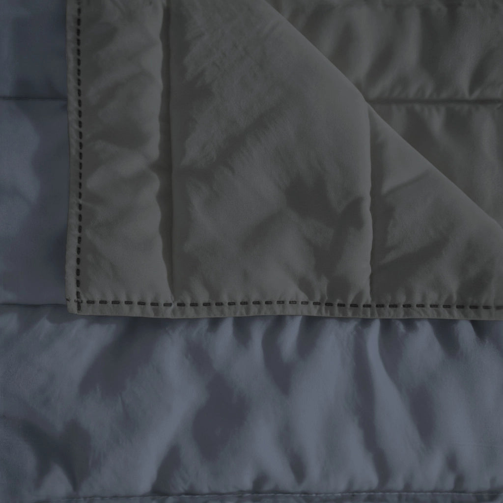 Trapuntino Estivo Double Face Effetto Water Washed Singolo 170x250 cm in Poliestere Blu e Grigio Scuro