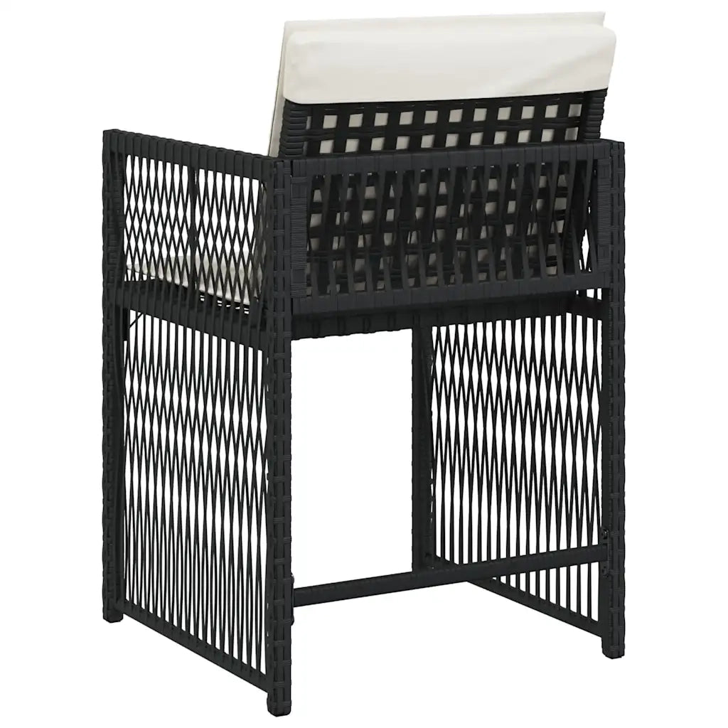 Sedie da Giardino con Cuscini 4 pz | Sedie da Esterno Nere in Polyrattan