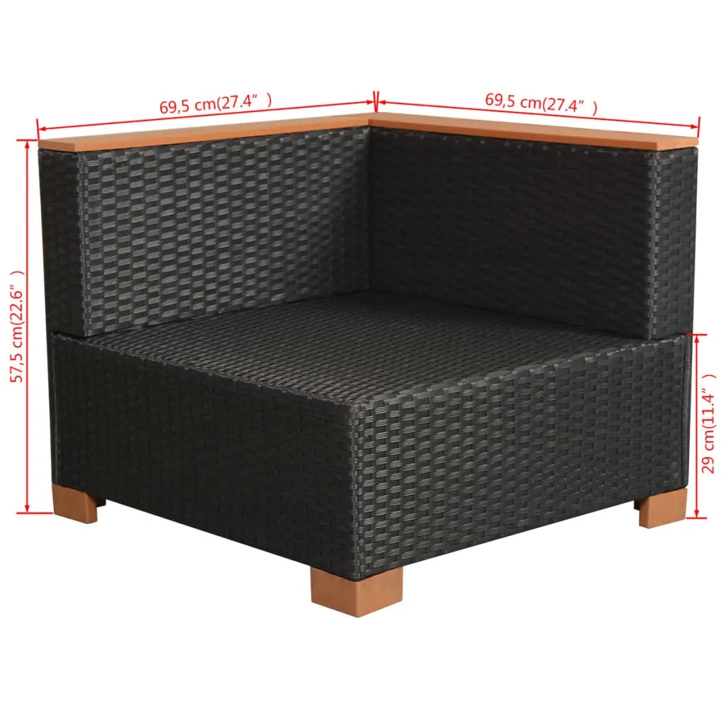 Set Divani da Giardino 10 pz con Cuscini in Polyrattan Nero cod mxl 34801