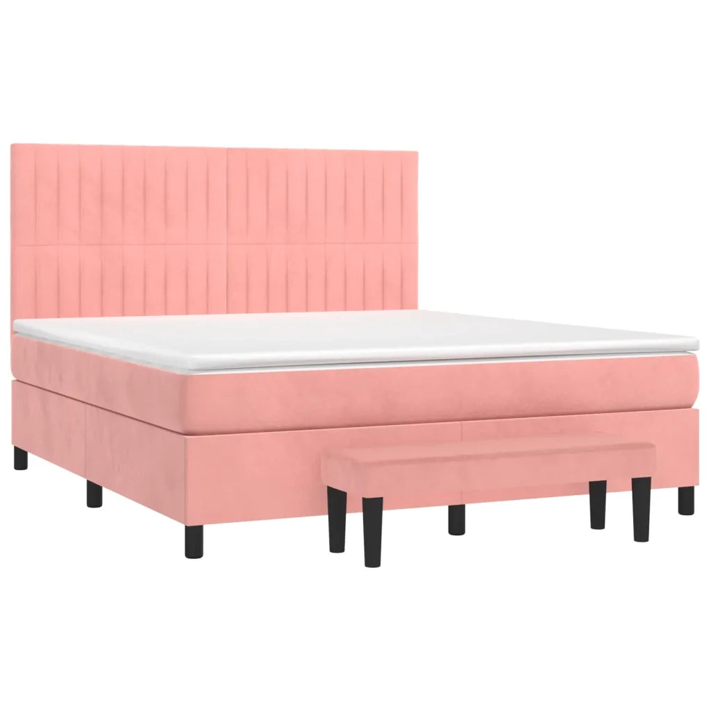 Giroletto a Molle con Materasso Rosa 180x200 cm in Velluto 3137982