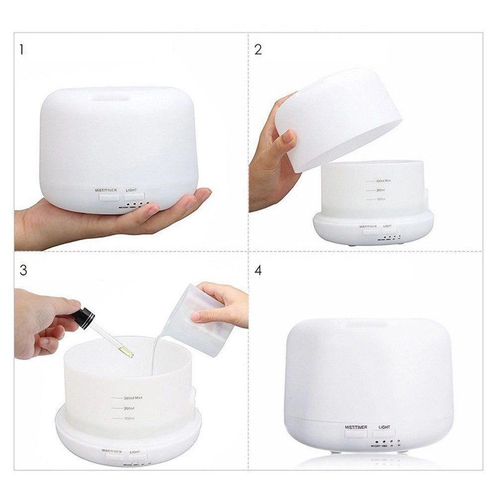 Trade Shop - Aromaterapia 7 Led Umidificatore Ad Ultrasuoni Depuratore 300ml Diffusore Aromi -