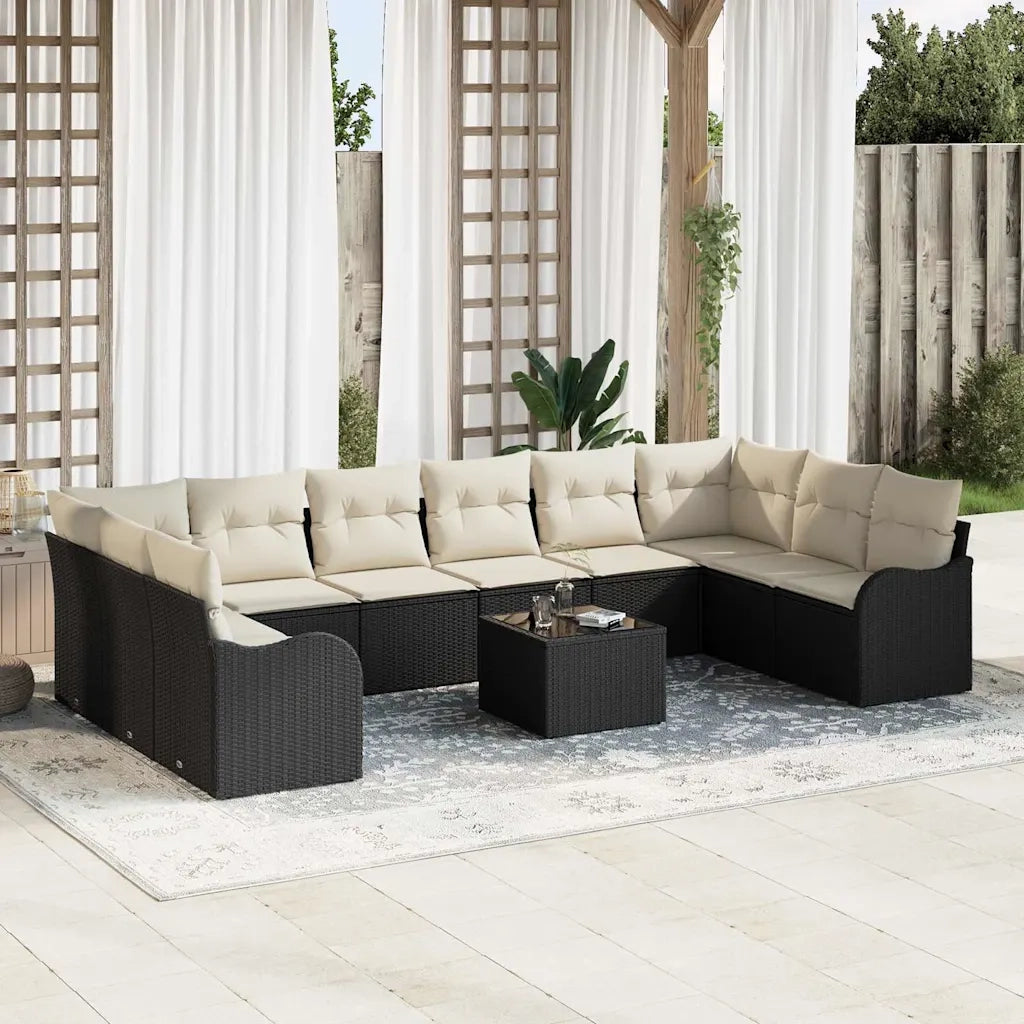 Set Divano da Giardino Nero 55 x 55 x 37 cm polyrattan 3345887