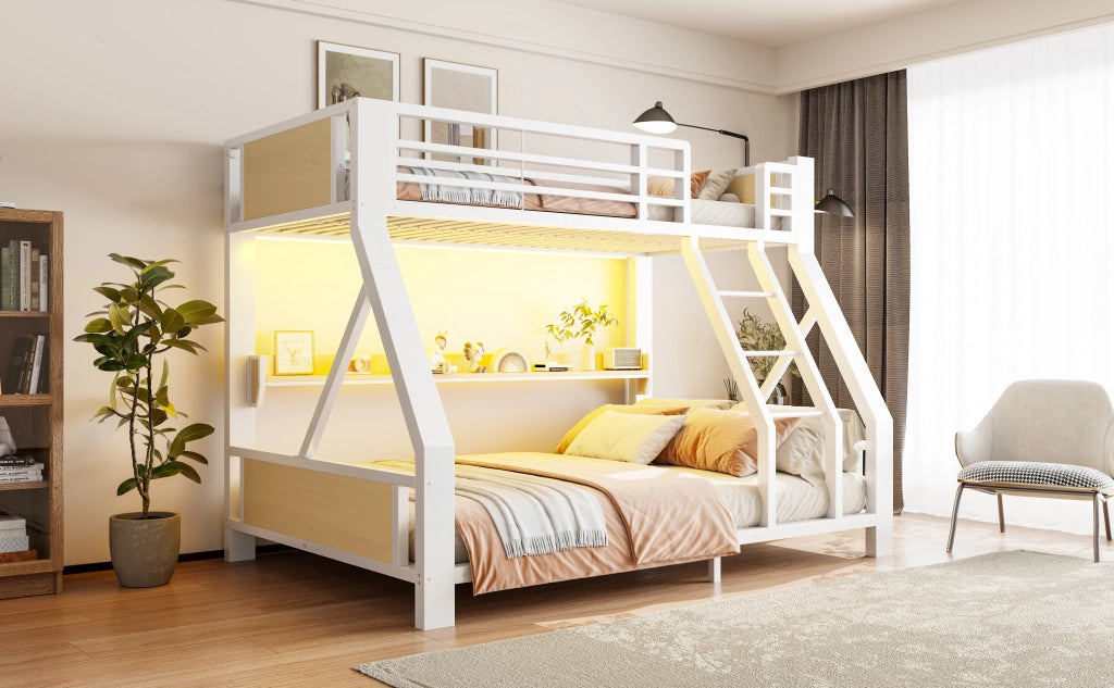 letto a castello metallo e legno bianco 145 x 204 cm