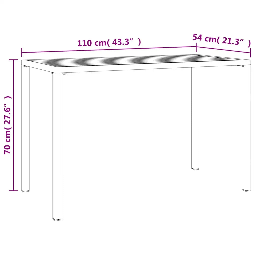 Tavolo da Pranzo da Giardino | Tavolino da esterno Antracite 110x54x70 cm Acciaio
