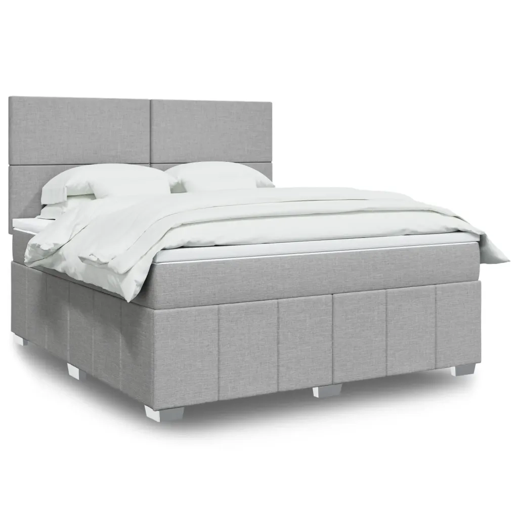 Giroletto a Molle con Materasso Grigio Chiaro180x200 cm Tessuto