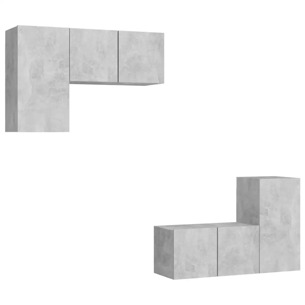 Set di Mobili Porta TV 4 pz Grigio Cemento in Legno Multistrato 3079108