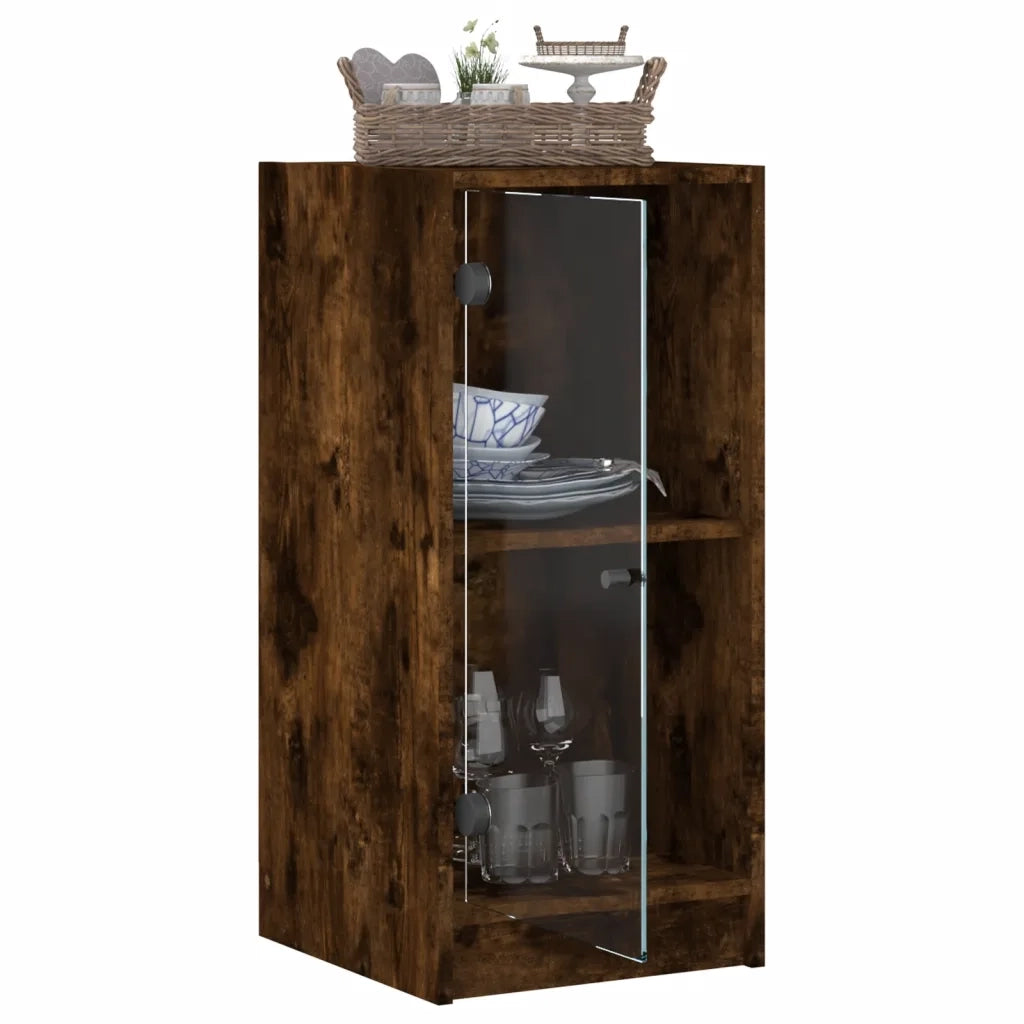 Mobile con Ante in Vetro Rovere Fumo 35x37x75,5 cm CFW7408267