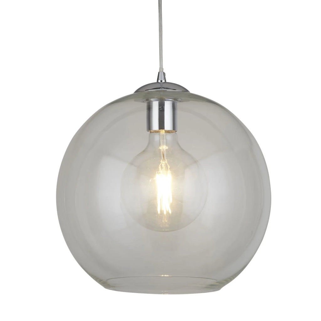 Sospensione Contemporanea Balls Acciaio Cromo Vetro Trasparente 1 Luce E27 D30Cm