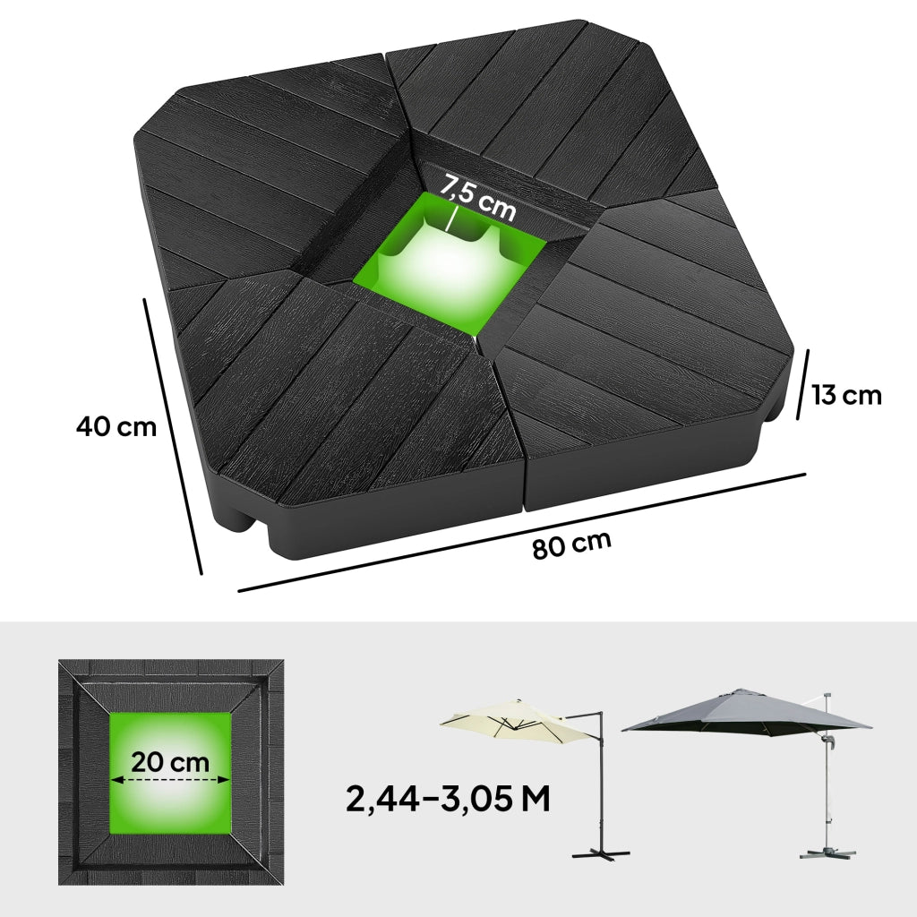 Base per ombrellone riempibile con acqua e sabbia ¨C Xylo ¨C plastica nero 80x80x13 cm