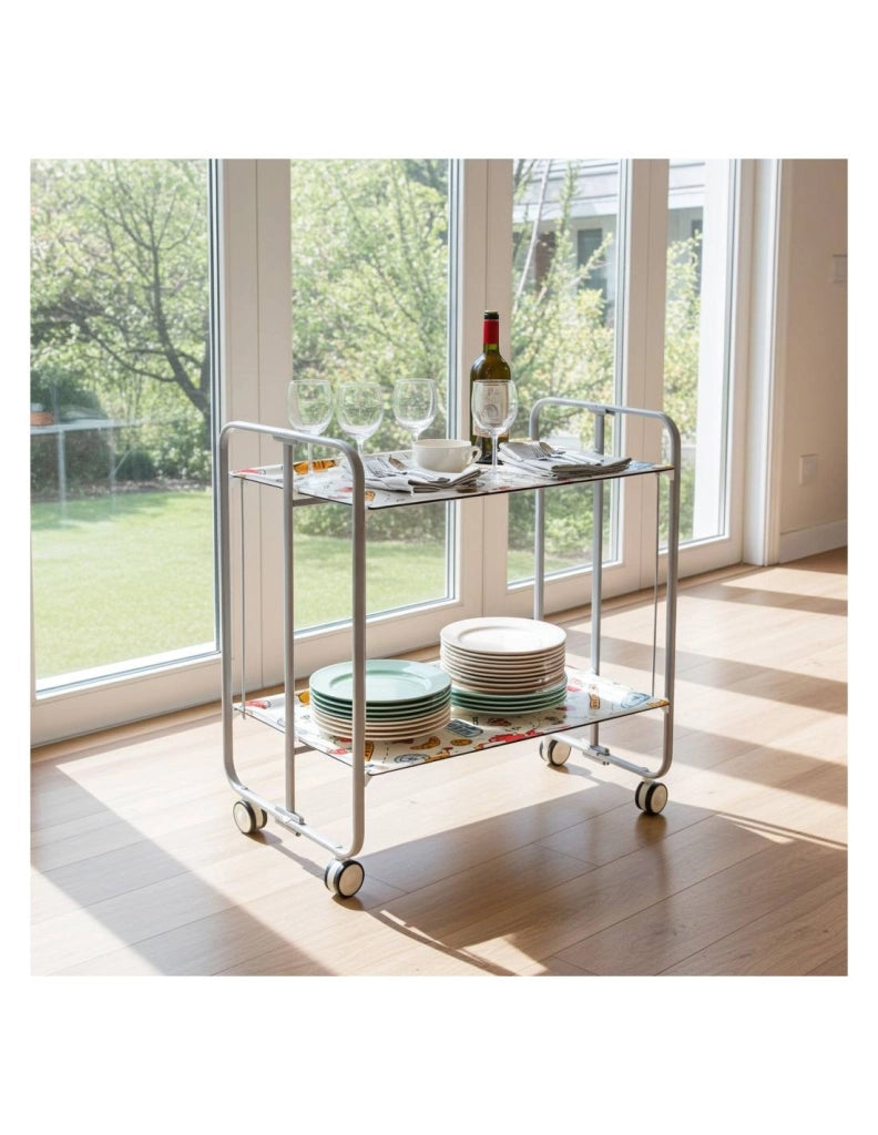 Carrello da cucina pieghevole grigio con ruote BAUHAUS 2 ripiani