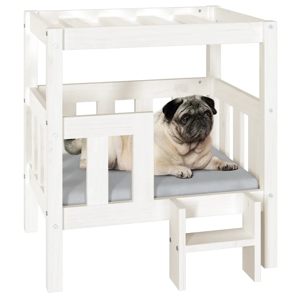 Cuccia per Cani Bianco 65,5x50,5x70 cm in Legno Massello di Pino 822373