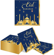 Serviette in Papier 20 pezzi - Stelle d'Oro/Luna - Serviette per Festa - Eid Mubarak - Serviette per Ospiti - Decorate per Feste