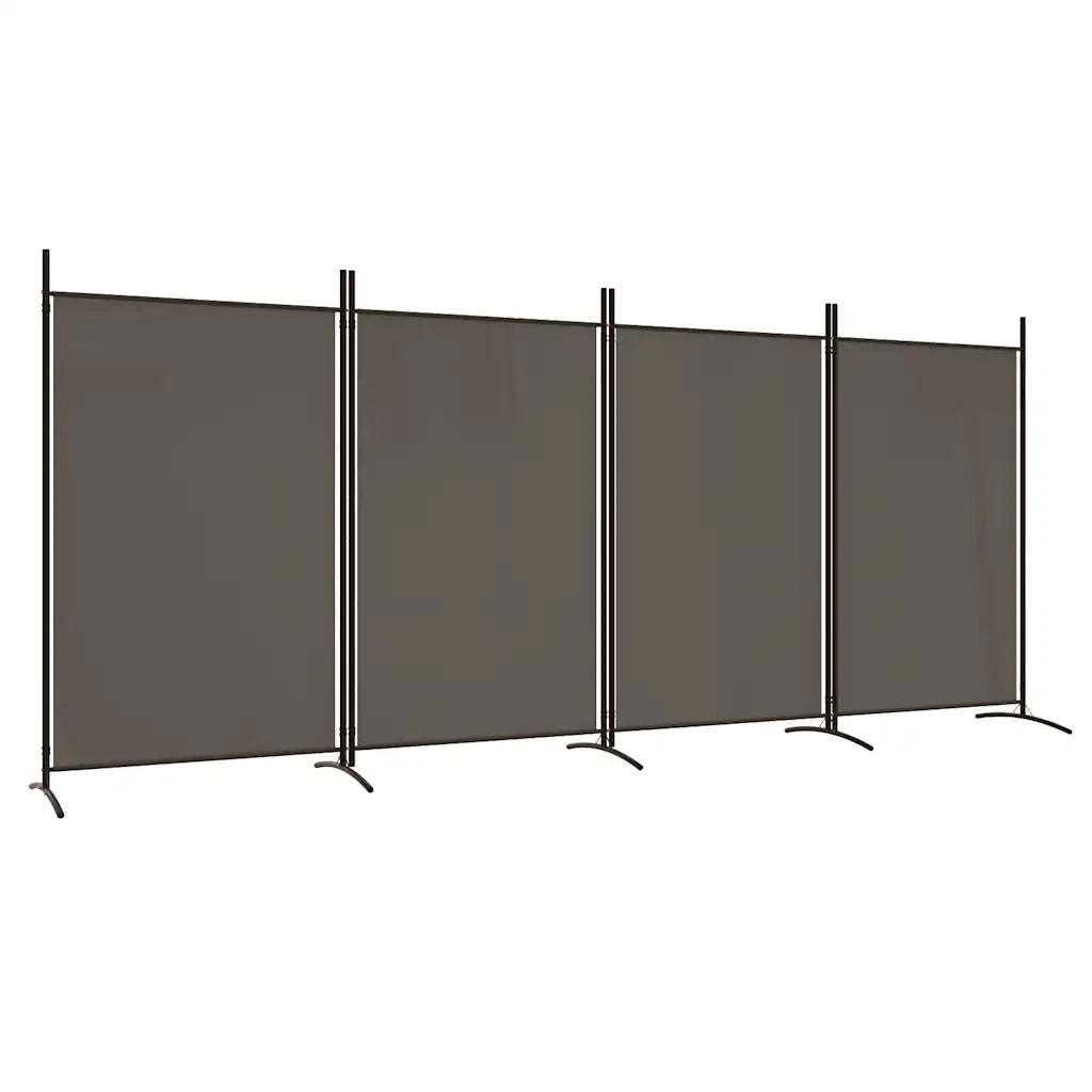 Divisorio Ambienti | Divider per stanze | Paravento a 4 Pannelli Antracite 346x180 cm Tessuto