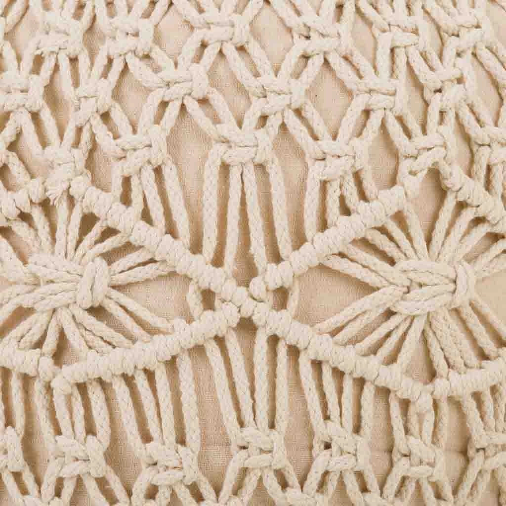 Puf in cotone intrecciato panna 50x50x30h