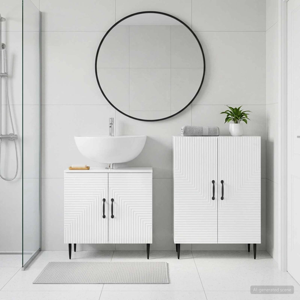 Set di Armadi da Bagno da 2 Pezzi HAARLEM Bianco Lucido 3417616