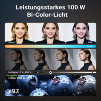 Multiblitz MB-PL Luce led portatile per fotografia 100W, Bicolore con temperatura da 2700K a 6500K, Batteria ricaricabile USB