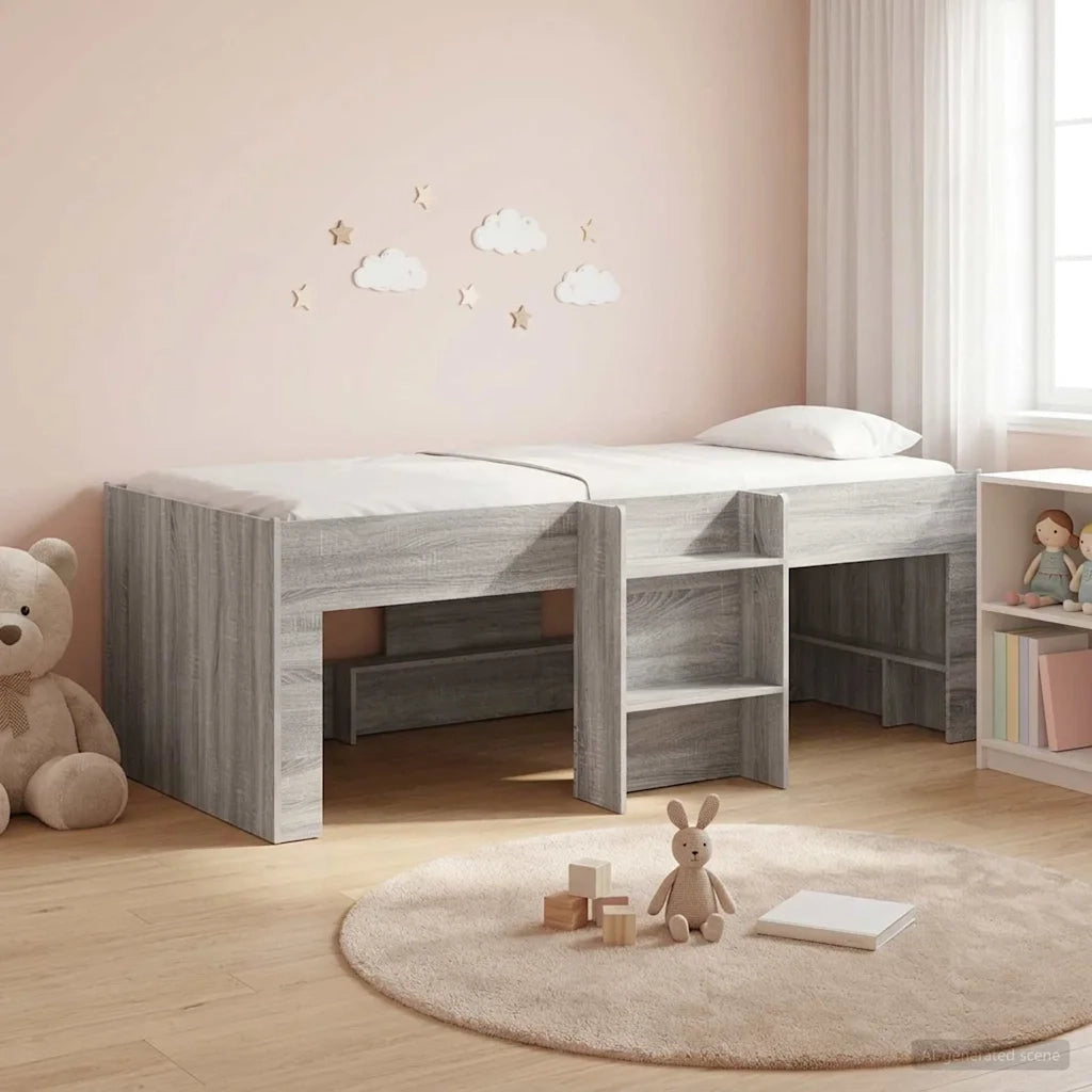 Letto Alto per Bambini | Letto Infantile | Lettino 2 pcs Sonoma grigio 90 x 190 cm