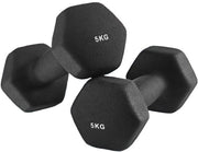 Set di manubri - Manubri per allenamento - Manubri per esercizio - Manubri spazia - 2 x 5kg - Manubri con impugnatura ergonomic - Forma a sei facce