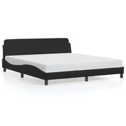 Letto matrimoniale | Letto per adulti | Giroletto Dover Nero 180x200 cm in Similpelle