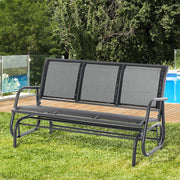 Panca a dondolo da giardino 3 posti 147x75x85 cm in metallo nero