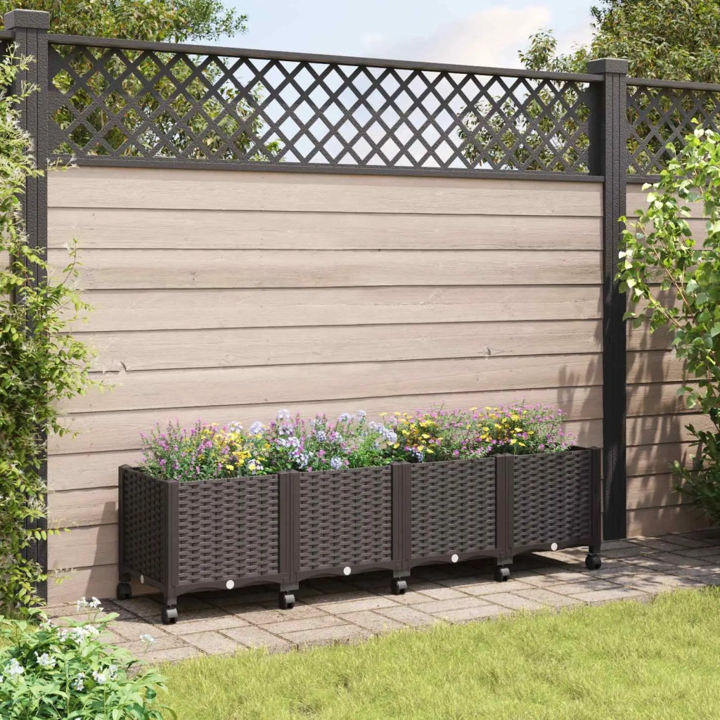 Vaso da Giardino con Ruote Marrone 160 x 40 x 44 cm PP 3423133