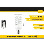 Trade Shop - Lampadina Led A Spirale E14 5 W Luce Bianca Fredda Calda Naturale 28d S-01t -