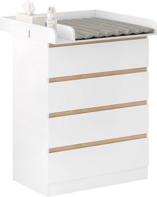 Commode/Ladekast per Bambino - Tavolo di Cura - Cassetti - Camera da Bambino, Bagno - Bianco, 80x47,8x100,5 cm