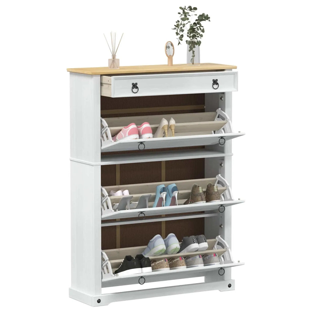Mobile per scarpe Corona Bianco 99 x 32 x 138 cm Pino massello 42024955