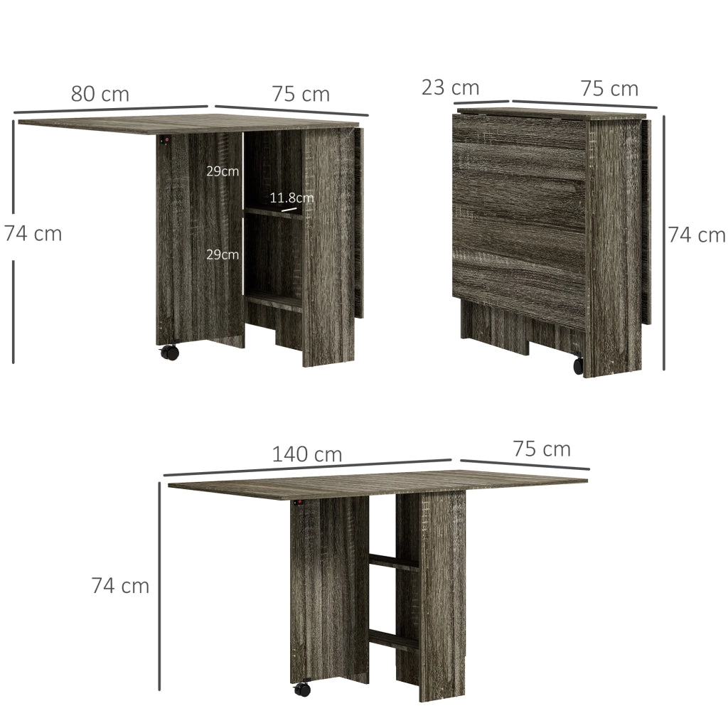 Tavolo da pranzo allungabile a ribalta in legno grigio per 6 persone ¨C Xylo ¨C 140x75x74 cm