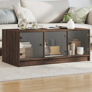 Tavolino Salotto con Ante in Vetro Rovere Marrone 102x50x42 cmcod mxl 111141