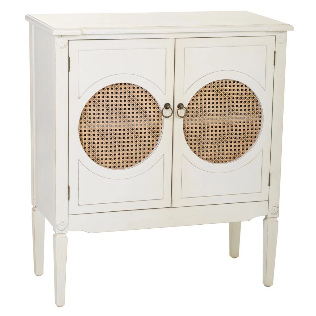 Mobile da ingresso in legno con griglie bianche 80x38x90h