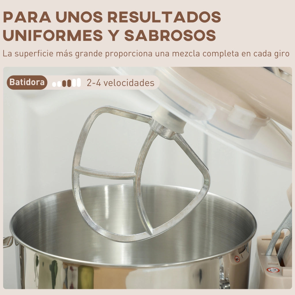 Impastatrice 4,5L 1300W 6 Velocita' ¨C zephmum ¨C Acciaio Inossidabile Beige